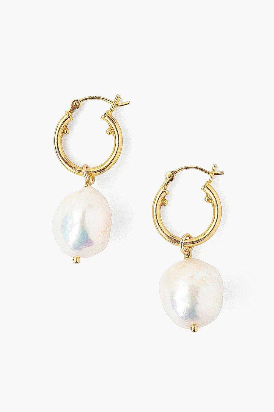 Jewelry Chan Luu | White Baroque Pearl Hoop Earrings