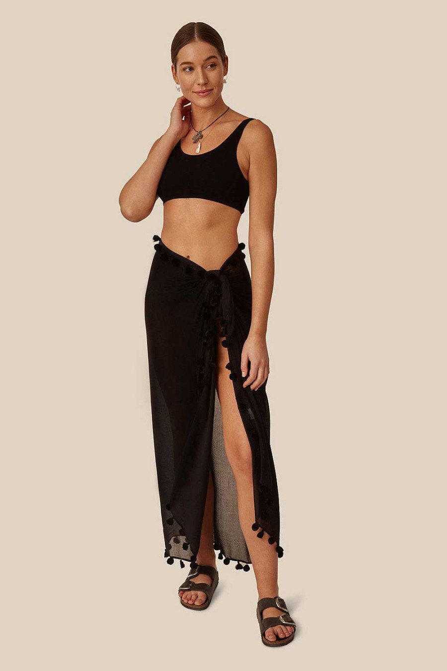 Ready To Wear Chan Luu | Black Tassle Sarong