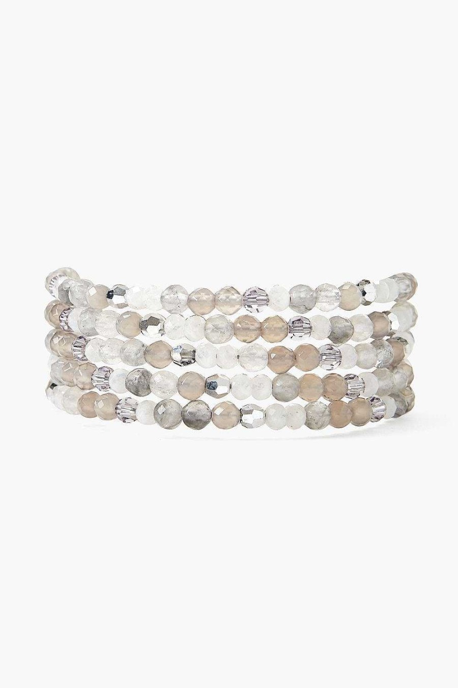 Jewelry Chan Luu | Grey Onyx And Crystal Naked Wrap Bracelet