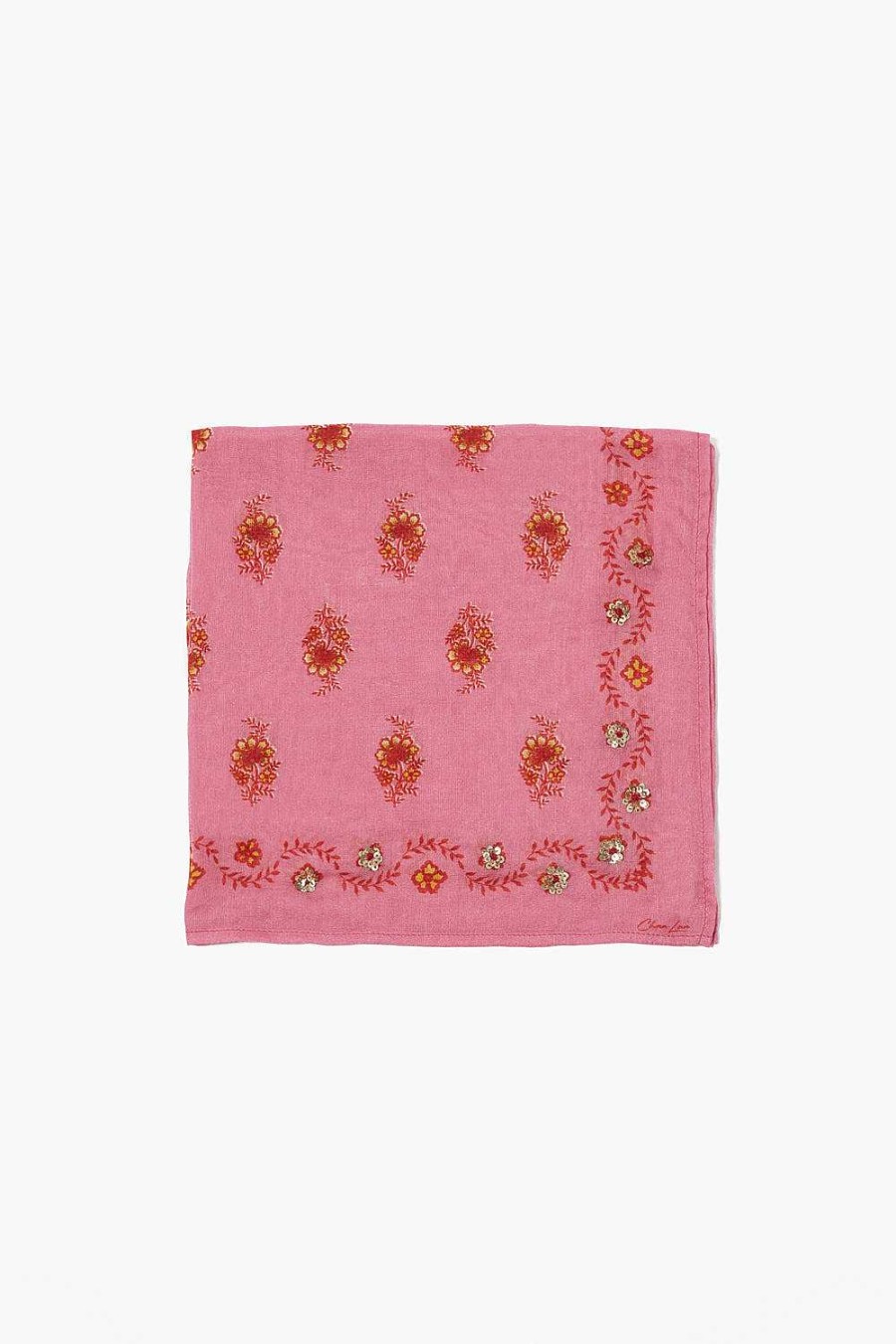 Accessory Chan Luu | Floral Print Bandana Fuchsia Pink