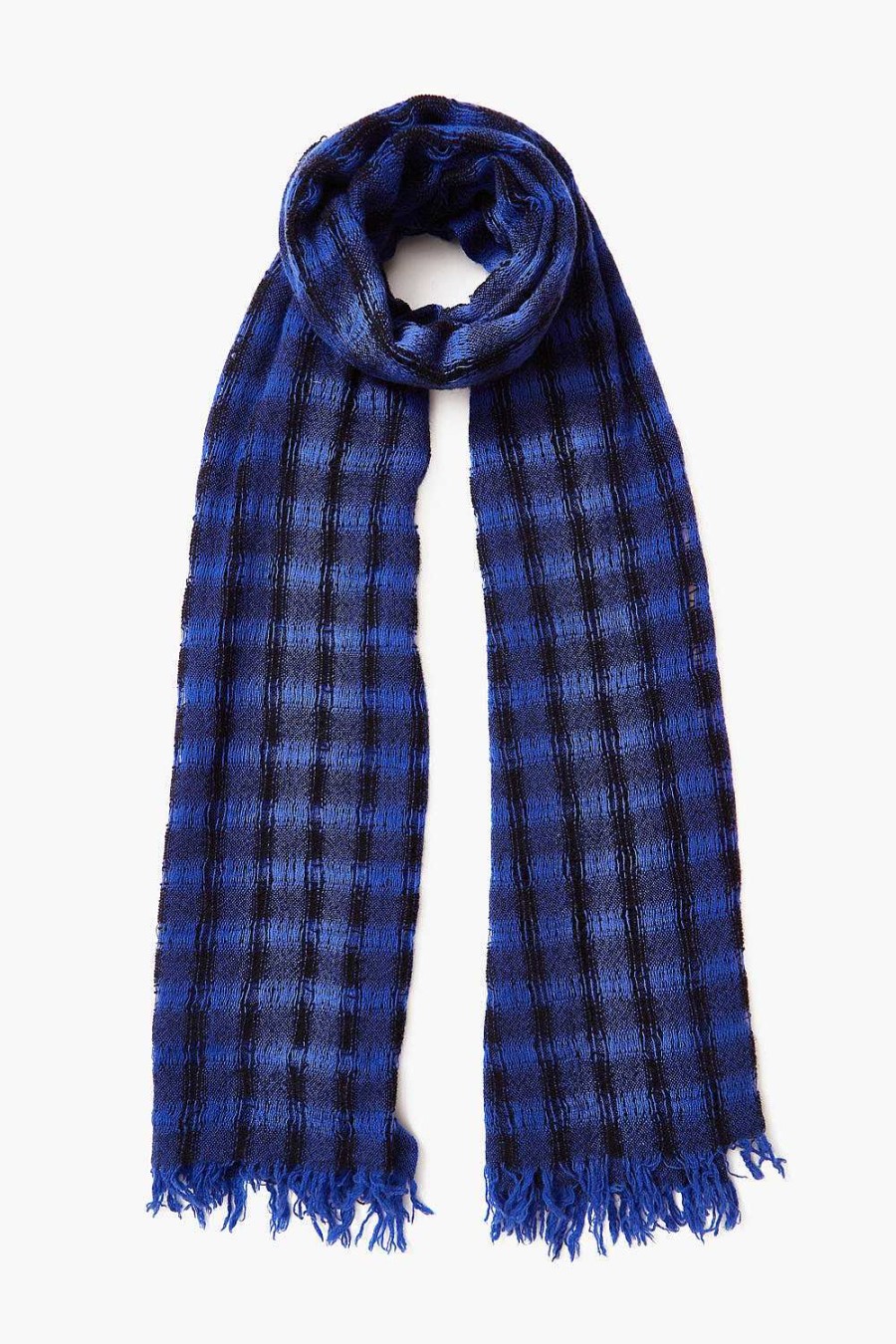 Accessory Chan Luu | Sapphire Checkered Wool Scarf