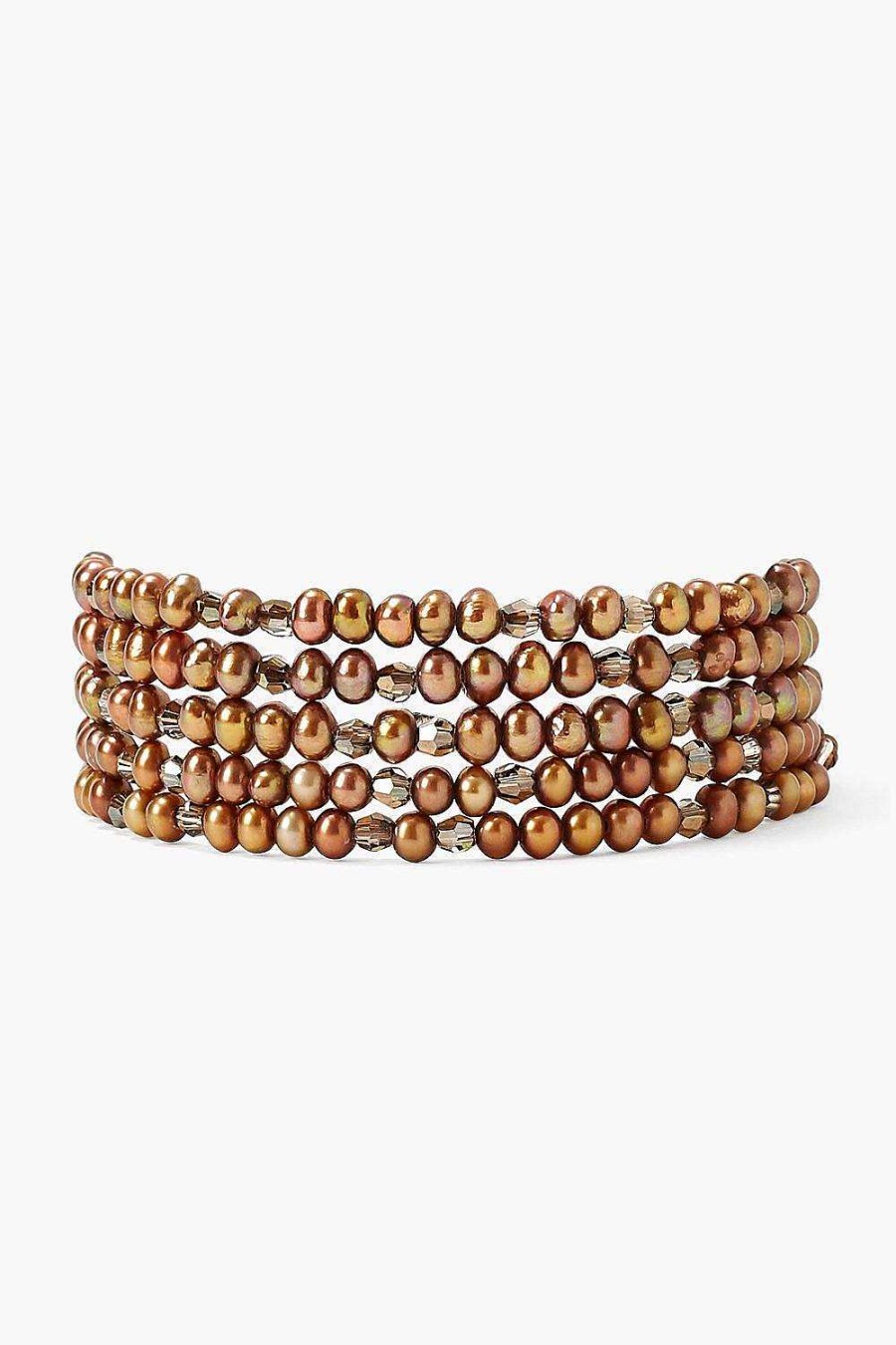 Jewelry Chan Luu | Bronze Pearl And Crystal Naked Wrap Bracelet