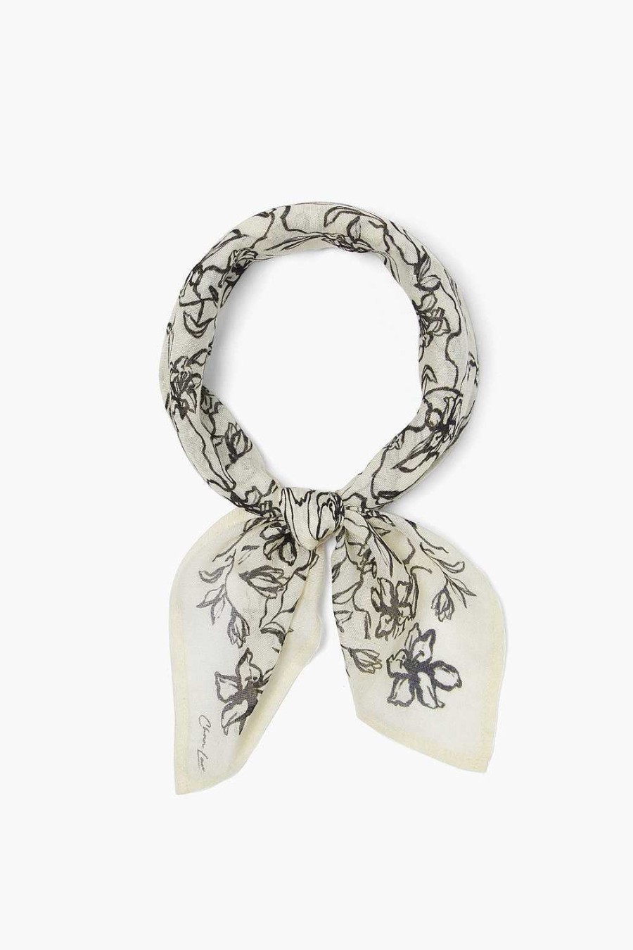 Accessory Chan Luu | Painterly Floral Print Bandana Egret