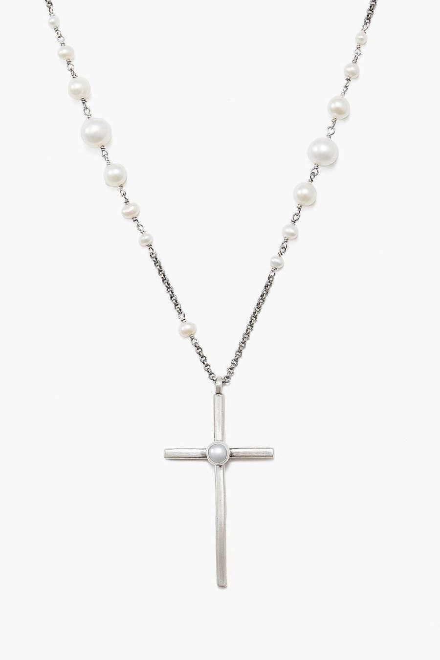 Jewelry Chan Luu | White Pearl And Silver Rosary Necklace