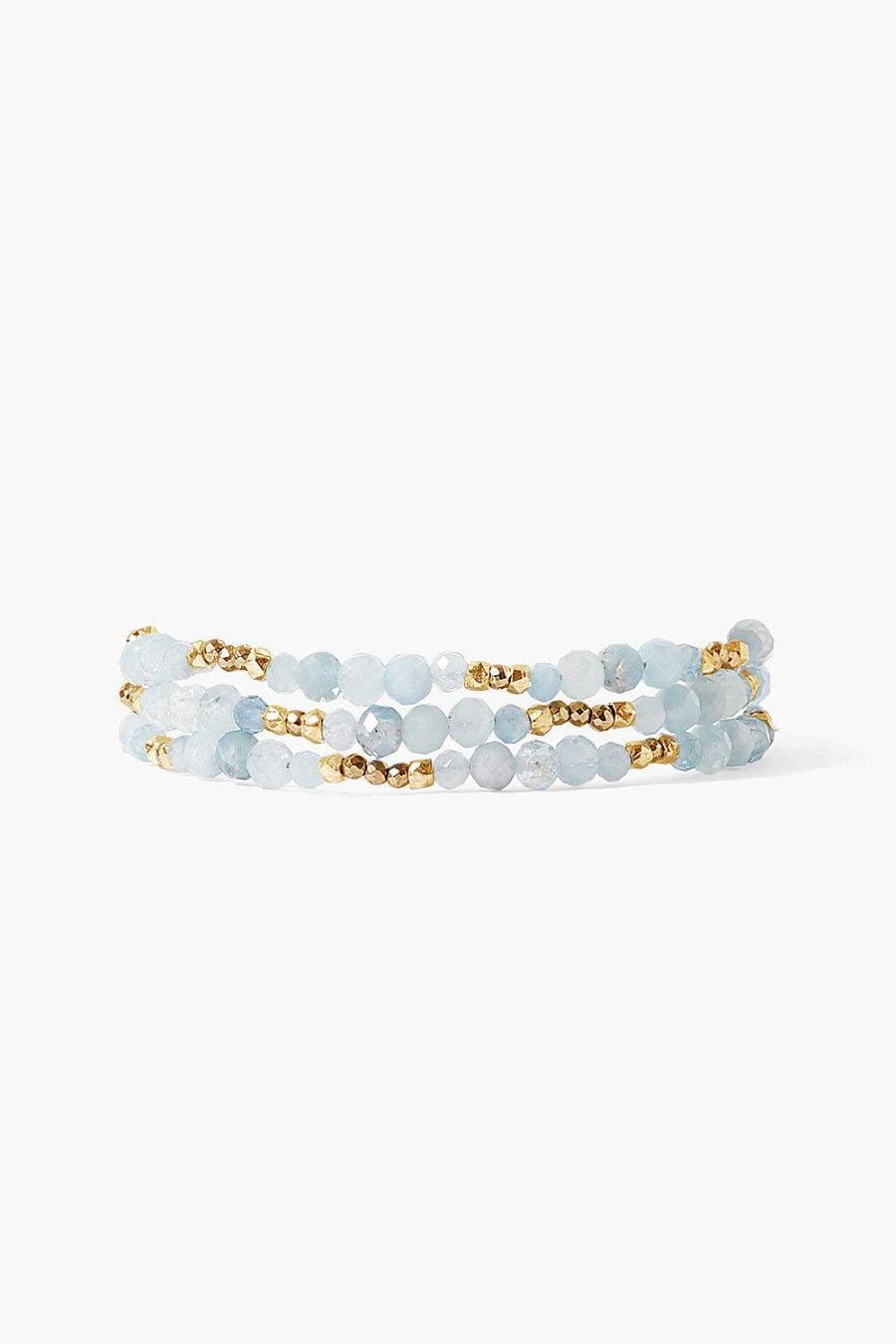 Jewelry Chan Luu | Granada Naked Wrap Bracelet Aquamarine Gold