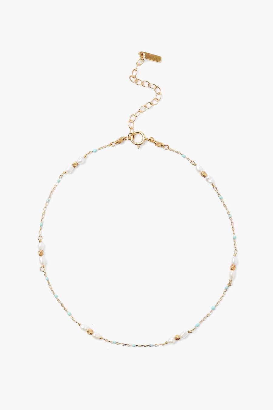 Jewelry Chan Luu | Pearl And Turquoise Enamel Bead Anklet