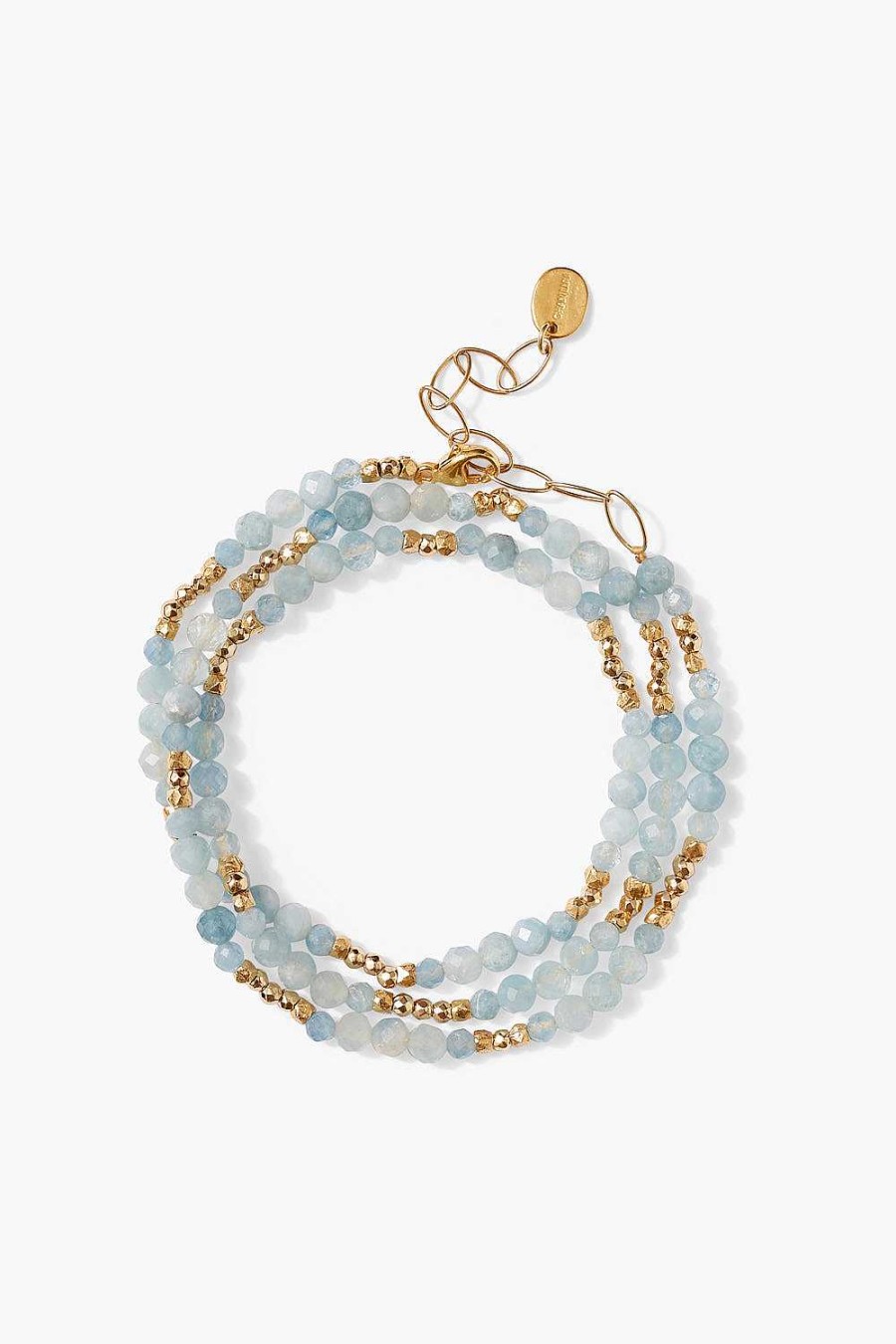 Jewelry Chan Luu | Granada Naked Wrap Bracelet Aquamarine Gold