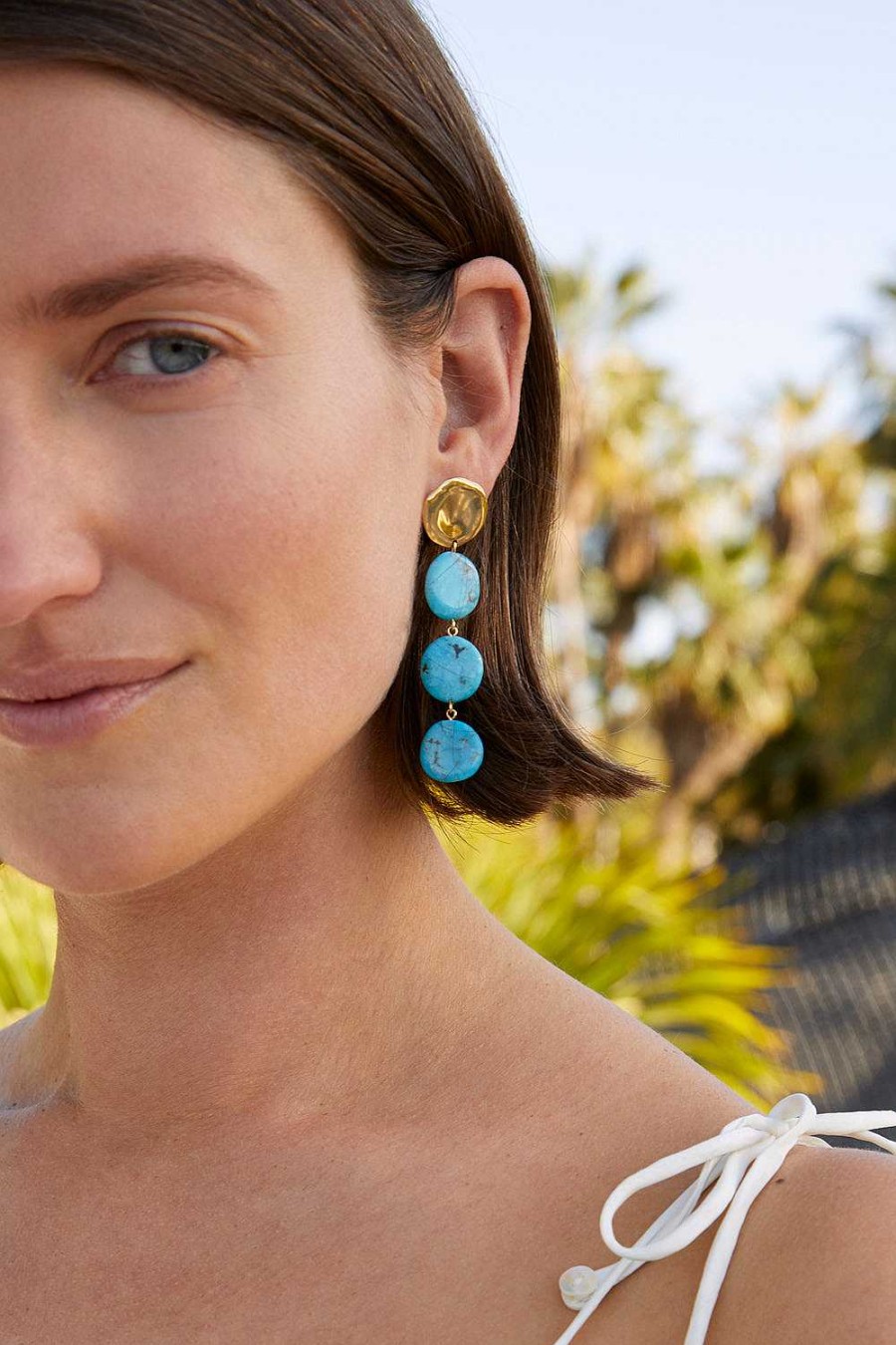 Jewelry Chan Luu | Four Tiered Coin Earrings Turquoise