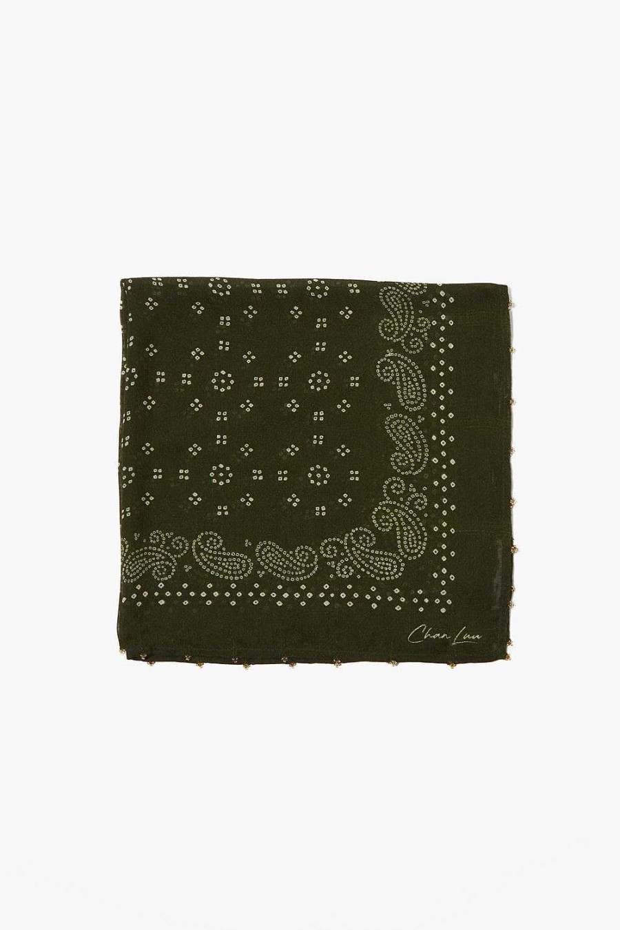 Accessory Chan Luu | Dotted Paisley Bandana Green