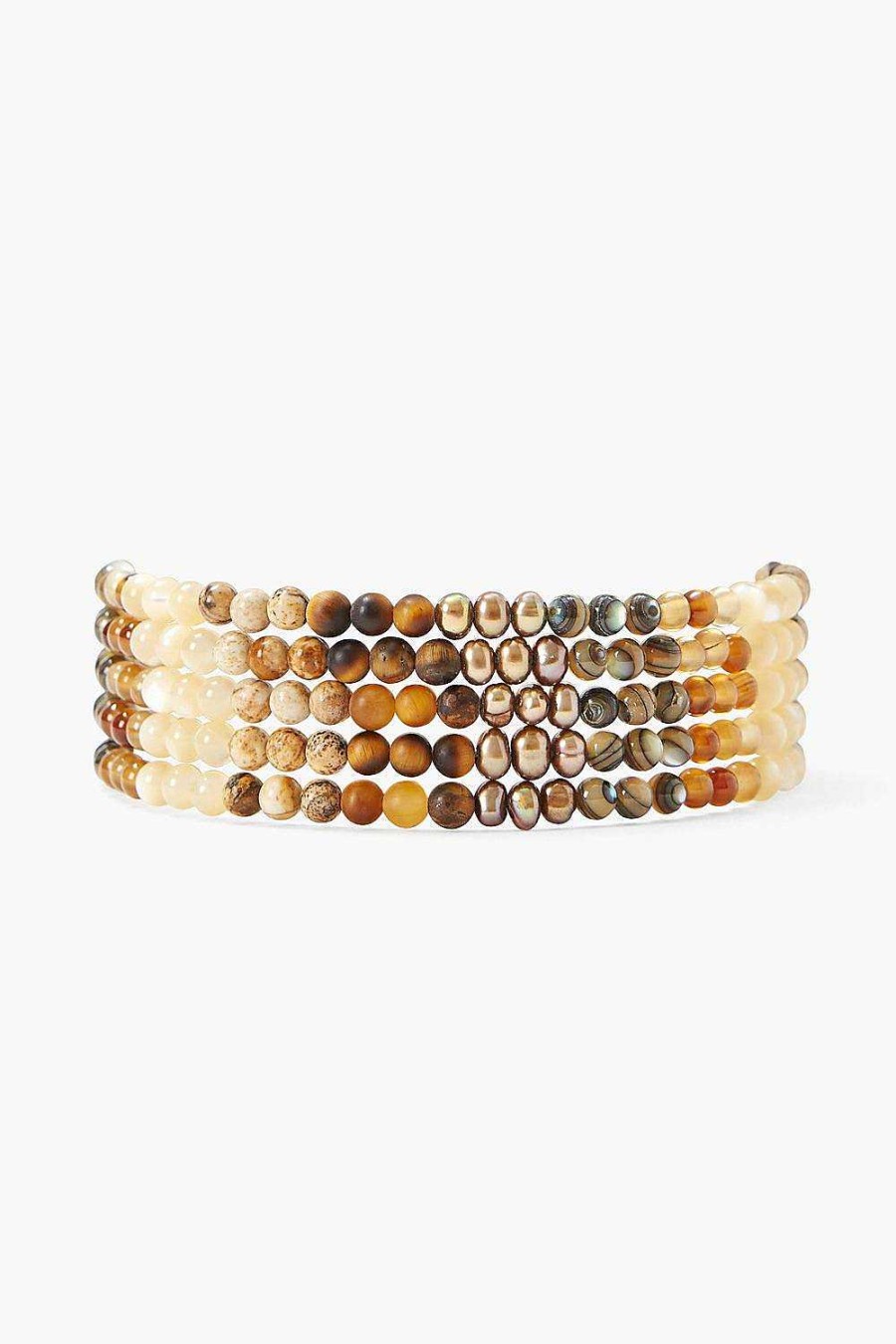 Jewelry Chan Luu | Bronze Pearl Mix Gradient Naked Wrap Bracelet