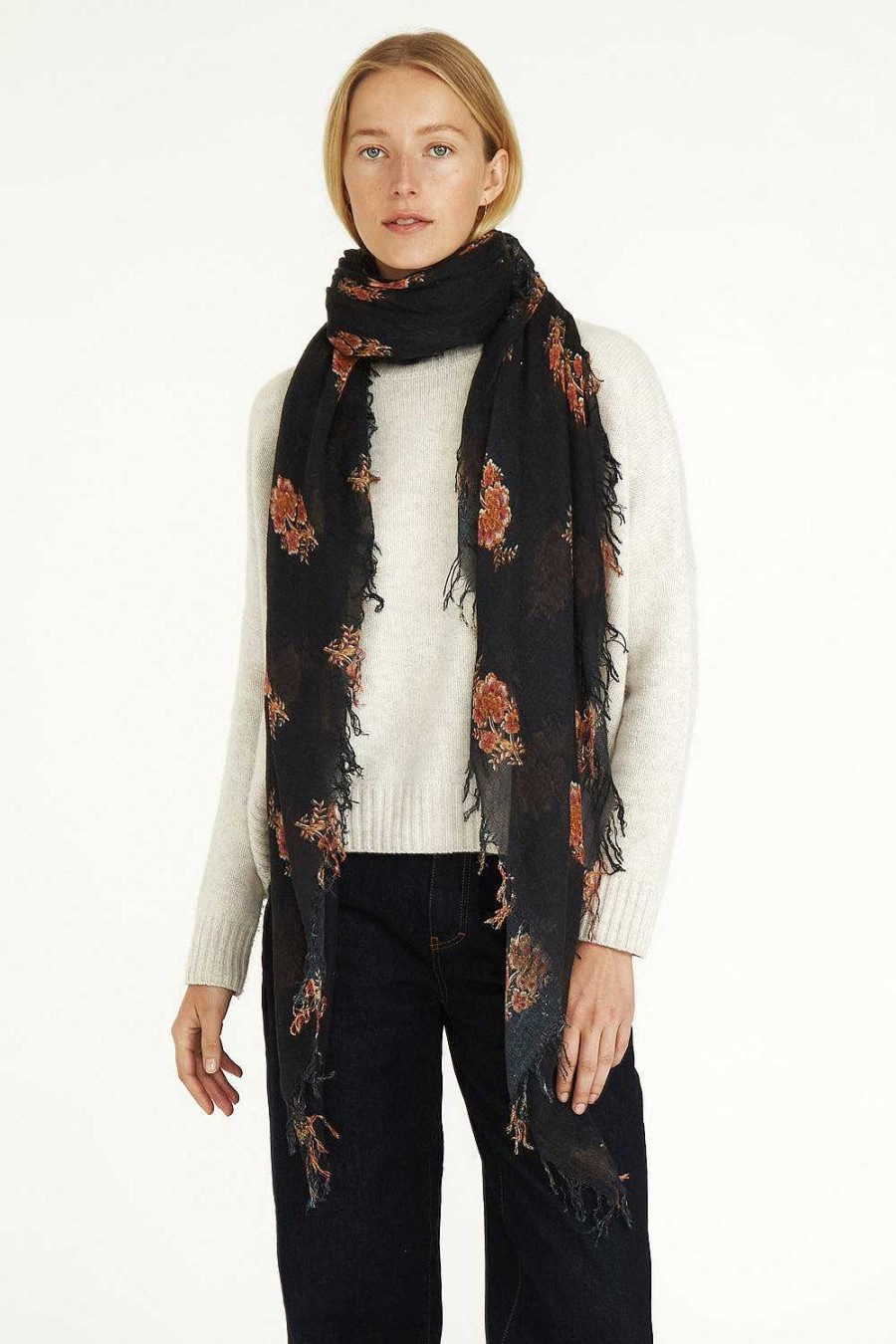 Accessory Chan Luu | Pageant Blue Hibiscus Floral Cashmere And Silk Scarf