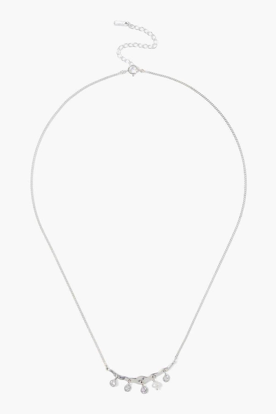 Jewelry Chan Luu | Crystal Crescent Necklace Silver