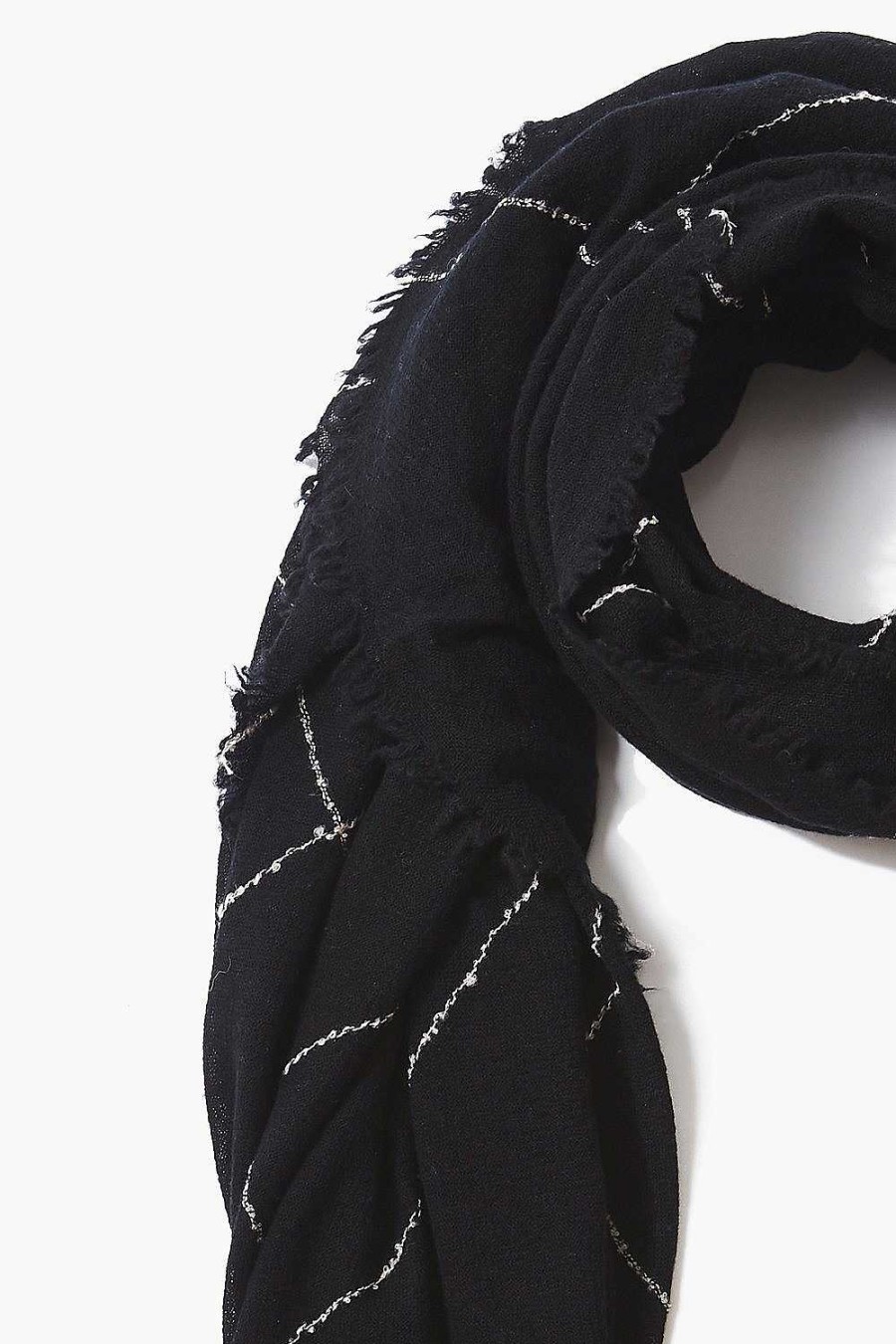 Accessory Chan Luu | Black Windowpane Cashmere Scarf