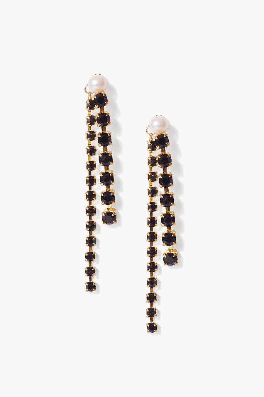 Jewelry Chan Luu | Black Crystal And Gold Duo Earrings