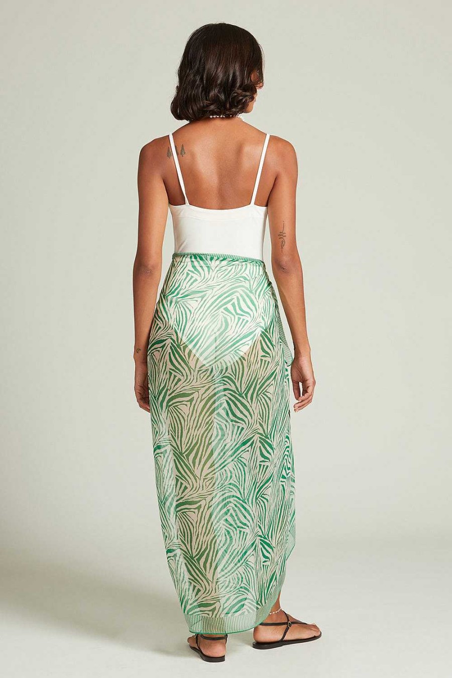 Ready To Wear Chan Luu | Zebra Print Sarong Verdant Green