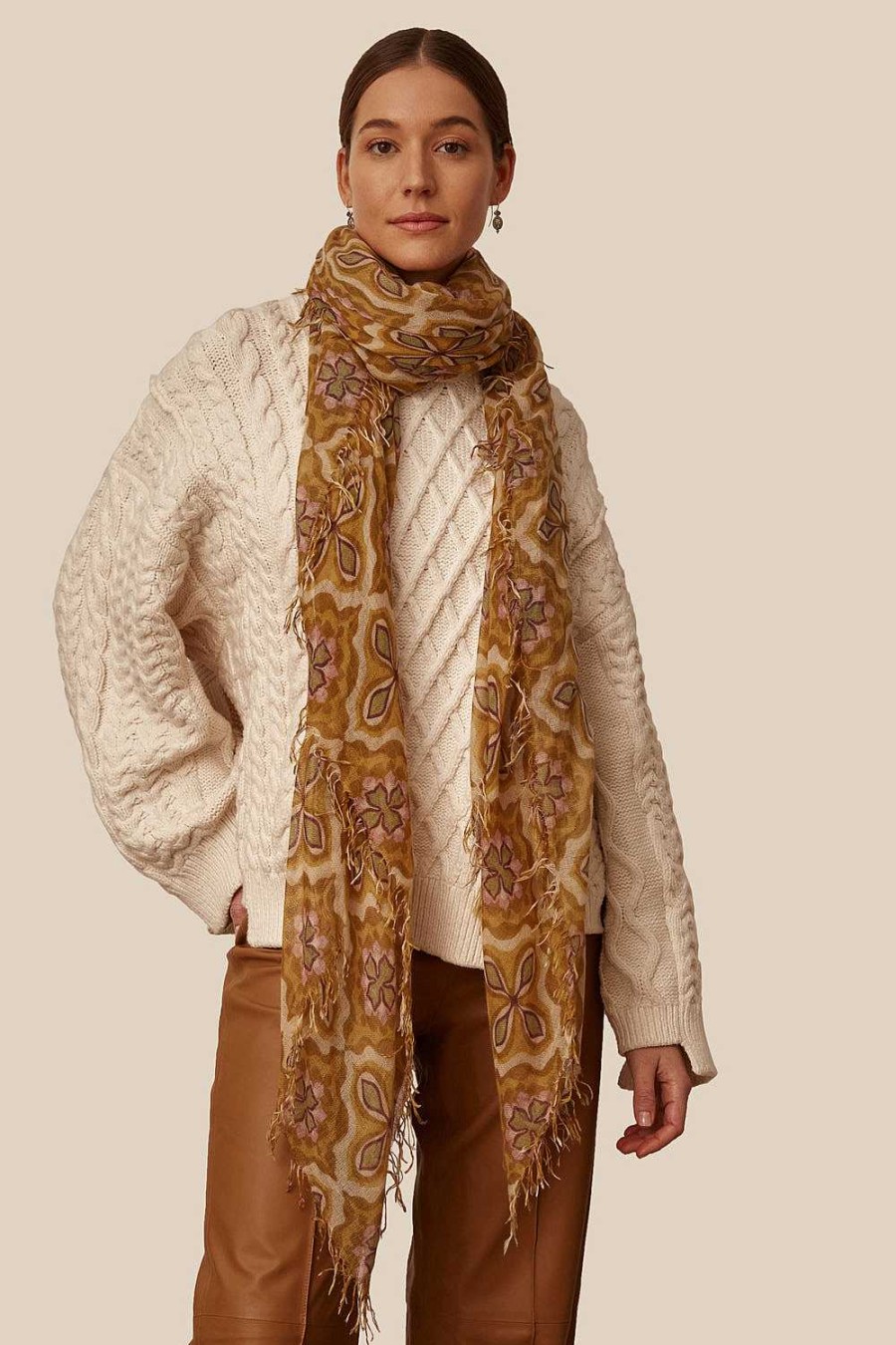 Accessory Chan Luu | Mineral Yellow Crux Cashmere And Silk Scarf