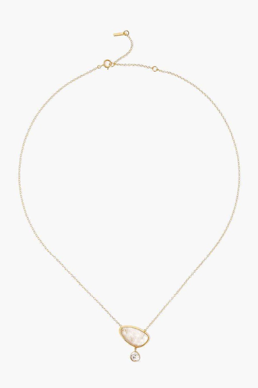 Jewelry Chan Luu | 14K Quartz Diamond Drop Gold Cliff Necklace