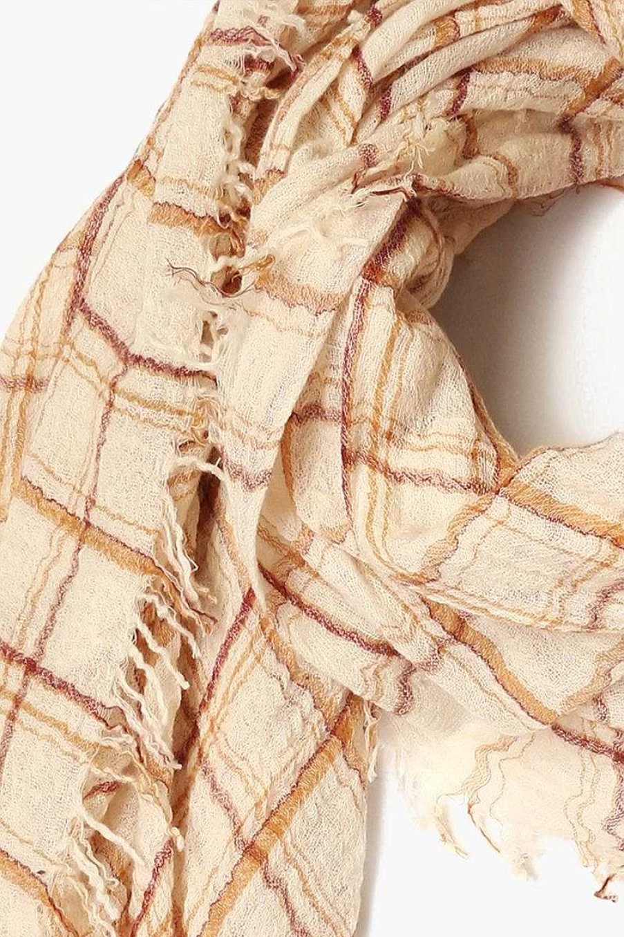 Accessory Chan Luu | Seed Pearl Mix Plaid Wool Scarf