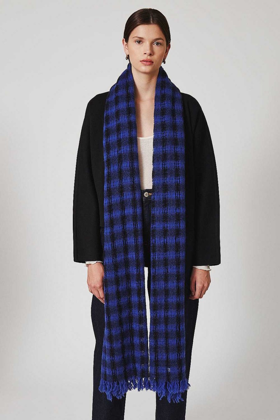 Accessory Chan Luu | Sapphire Checkered Wool Scarf