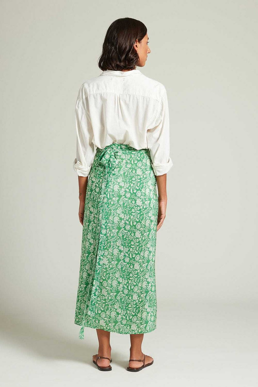 Ready To Wear Chan Luu | Eloise Floral Wrap Skirt Verdant Green