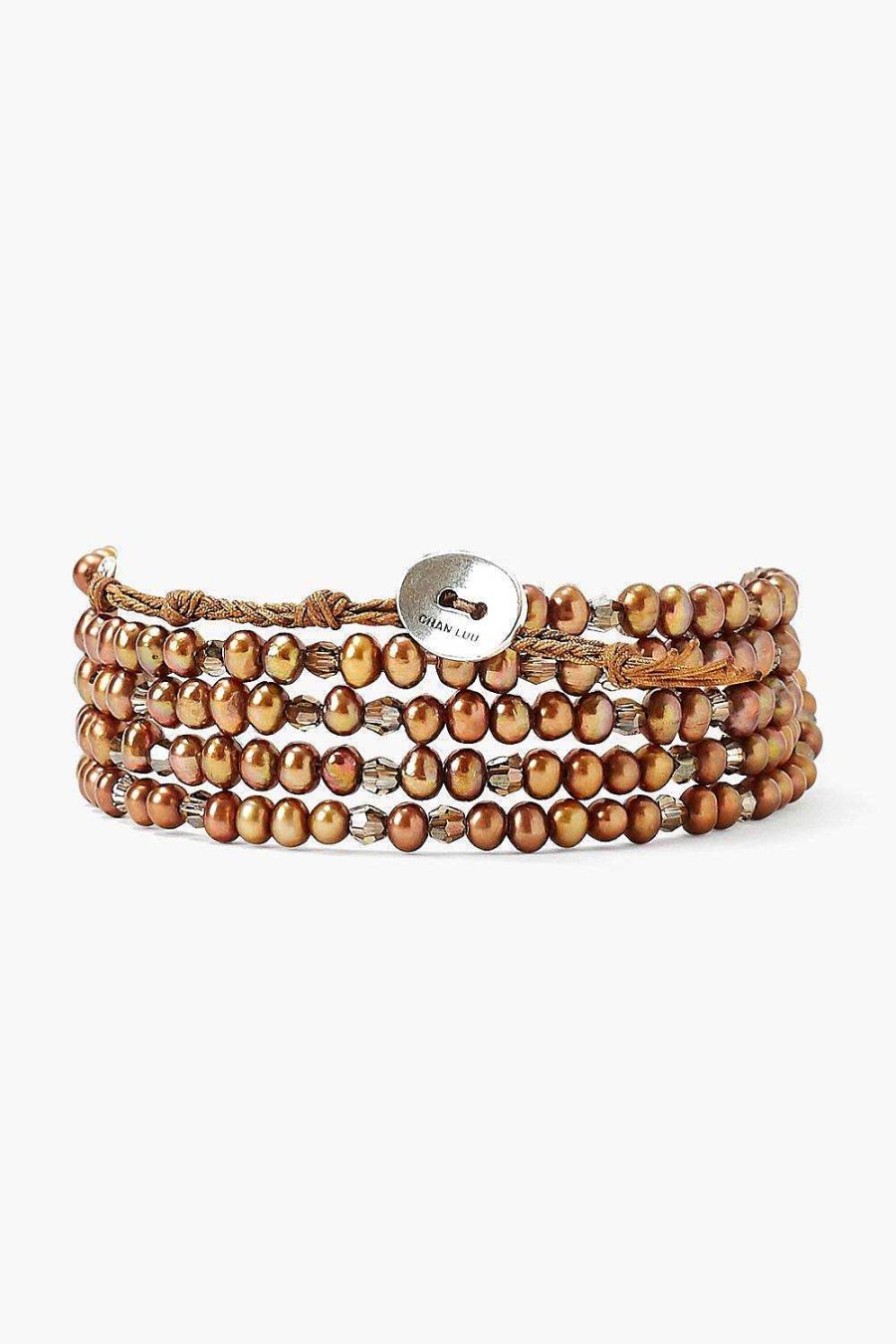 Jewelry Chan Luu | Bronze Pearl And Crystal Naked Wrap Bracelet