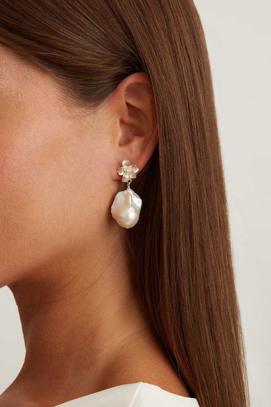 Jewelry Chan Luu | Silver Hibiscus Pearl Drop Earrings