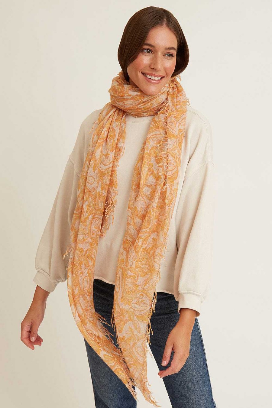 Accessory Chan Luu | Marigold Free Bird Cashmere And Silk Scarf