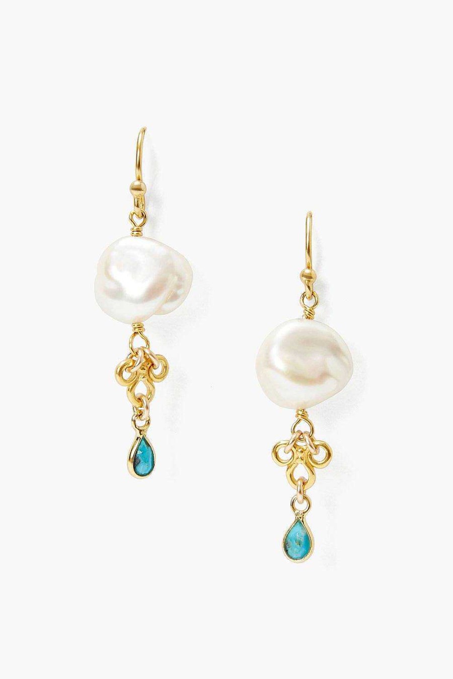 Jewelry Chan Luu | White Pearl And Turquoise Loop Earrings