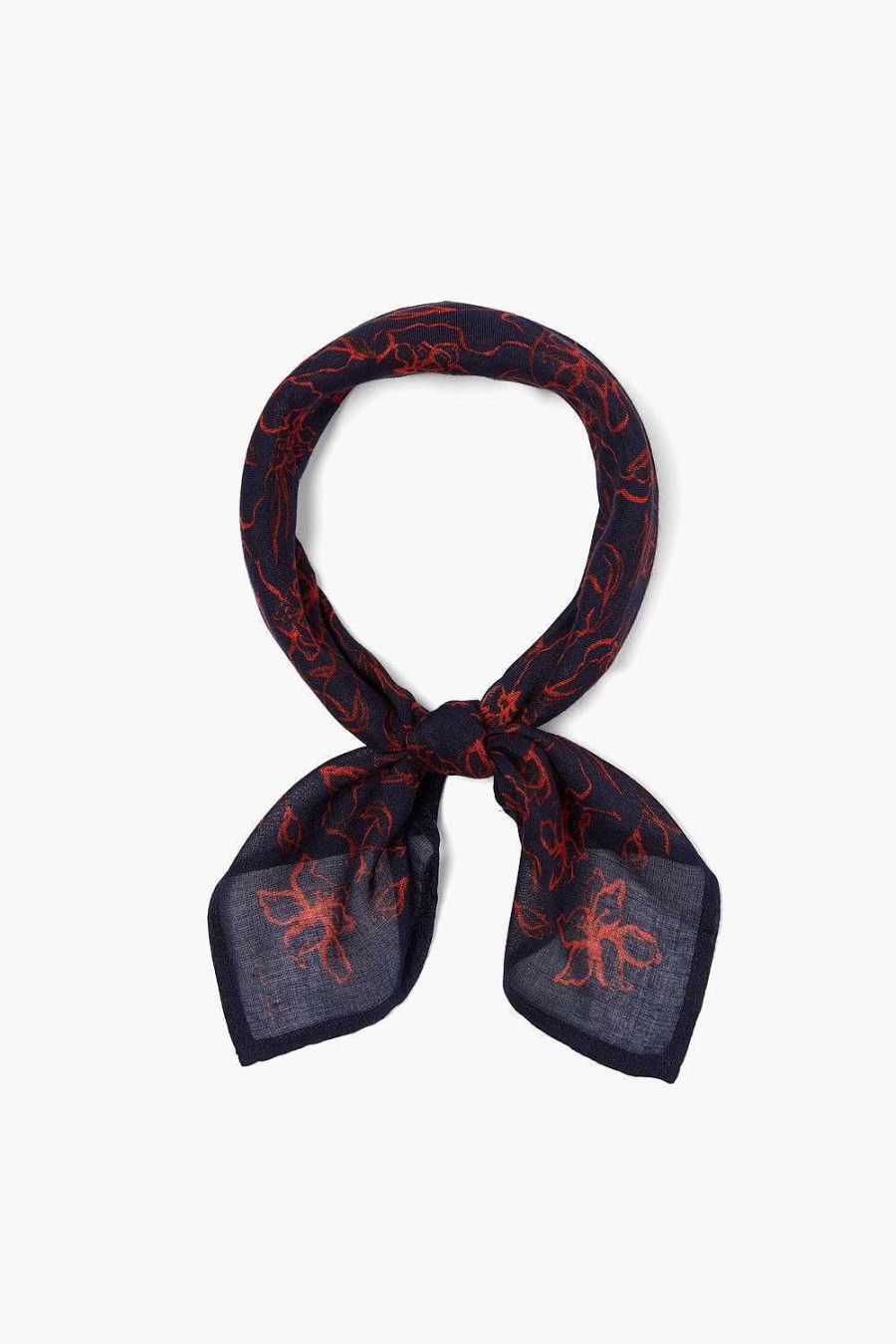 Accessory Chan Luu | Painterly Floral Print Bandana Dark Sapphire