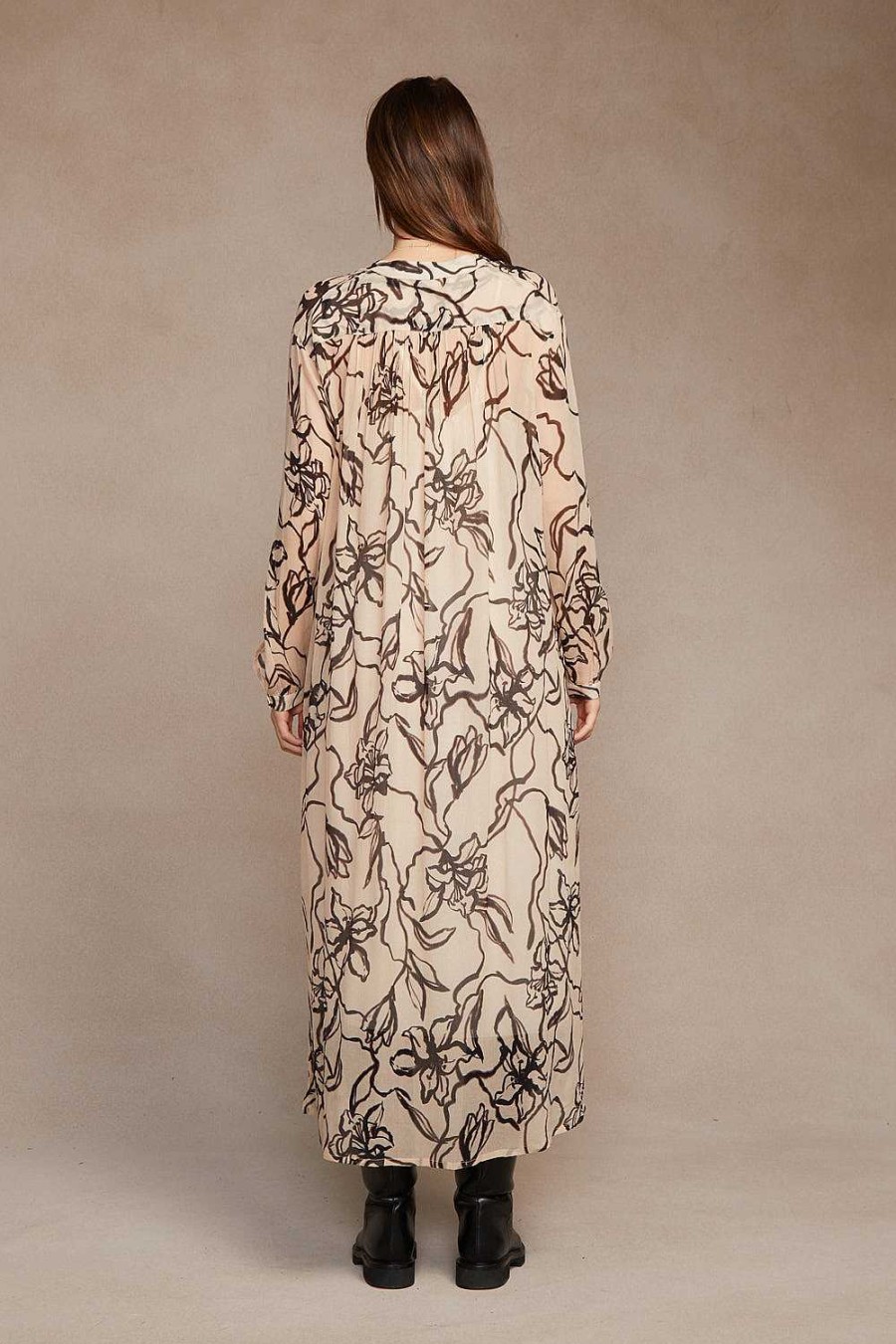 Ready To Wear Chan Luu | Eloise Abstract Floral Dress Eggshell