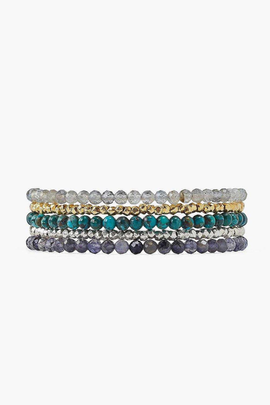 Jewelry Chan Luu | Compressed Turquoise Mix Naked Five Wrap Bracelet