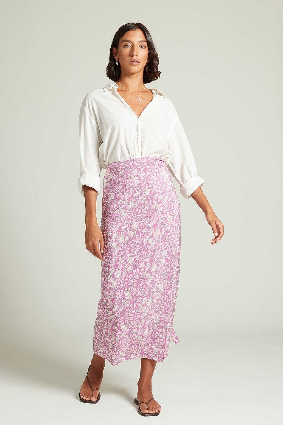 Ready To Wear Chan Luu | Eloise Floral Wrap Skirt Mulberry