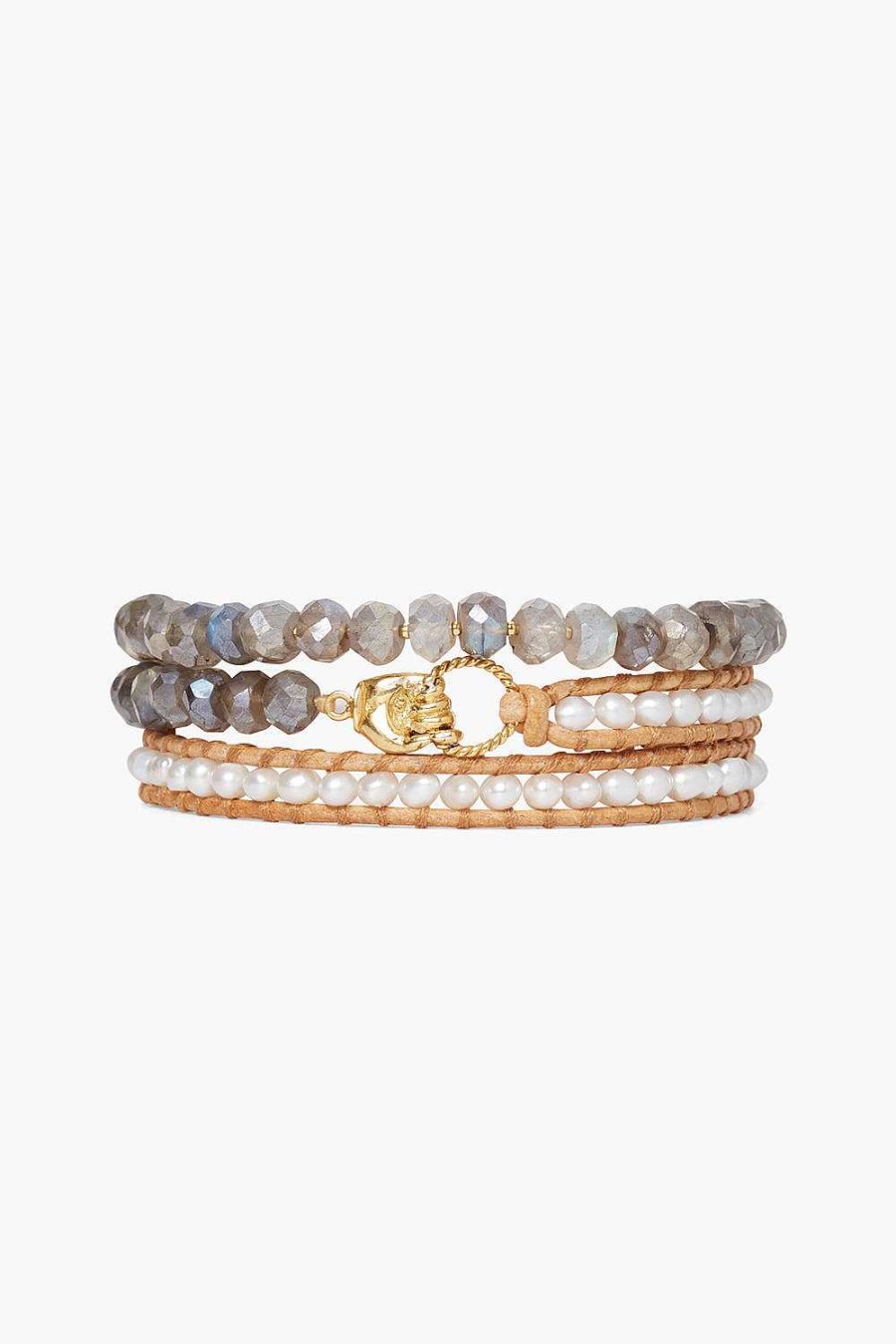 Jewelry Chan Luu | Mano Triple Wrap Bracelet White Pearl Mix