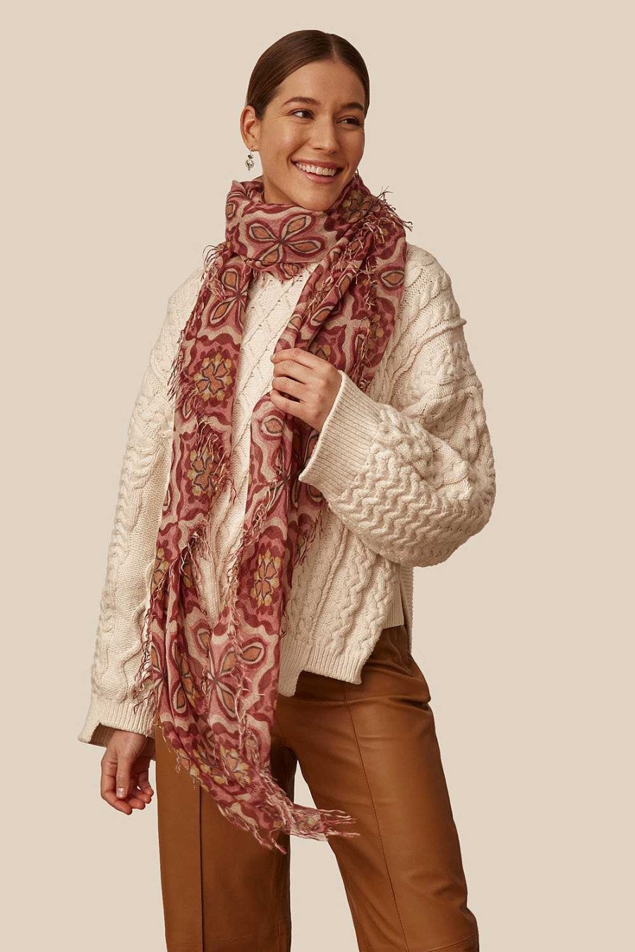 Accessory Chan Luu | Pomegranate Crux Cashmere And Silk Scarf