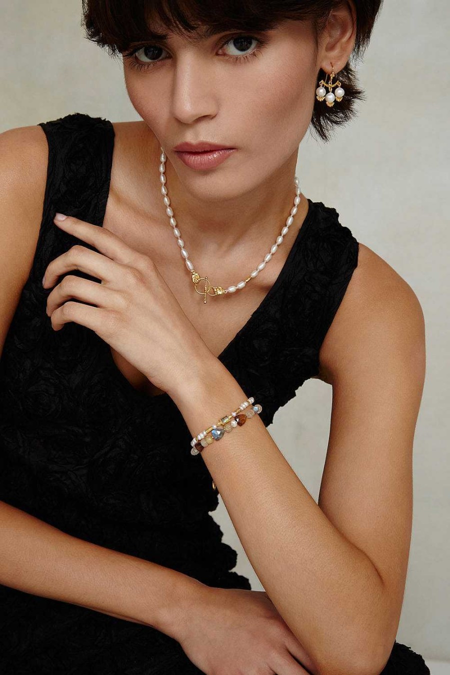 Jewelry Chan Luu | Tab Pull-Tie Bracelet White Pearl