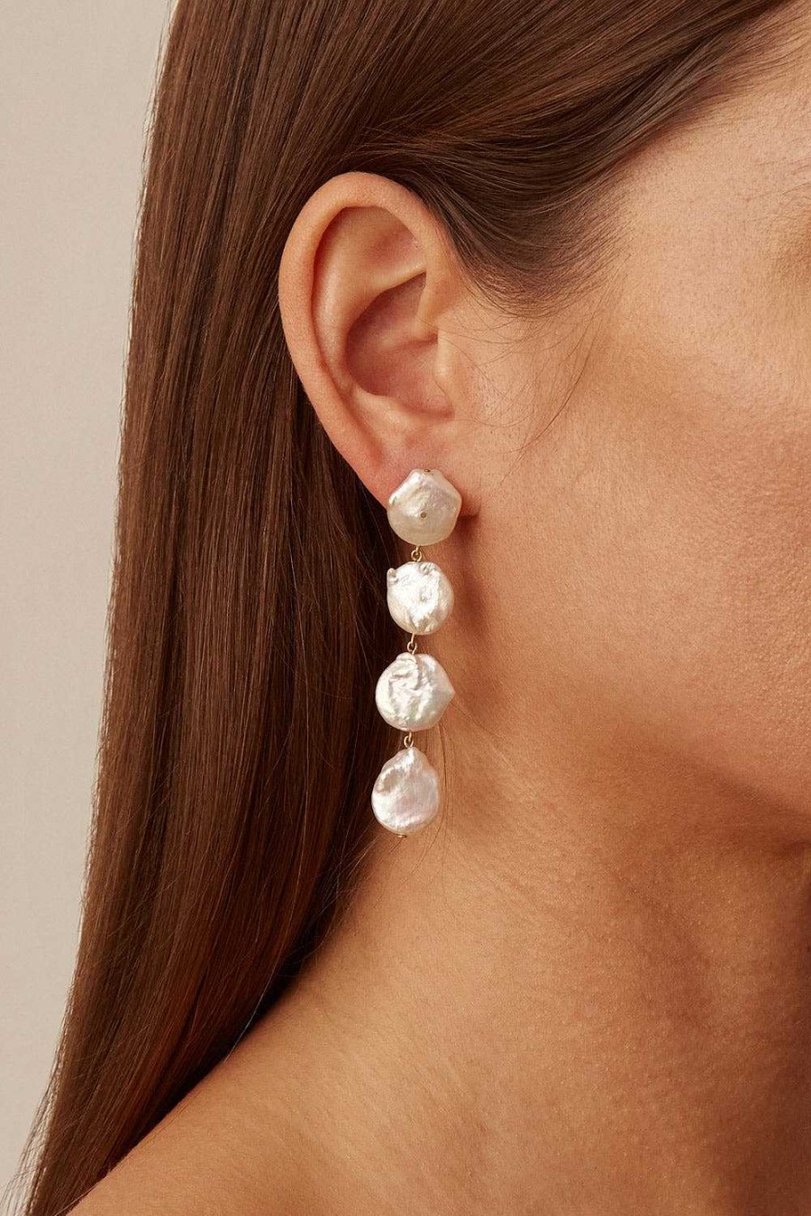 Jewelry Chan Luu | Four Tiered White Keshi Pearl Earrings