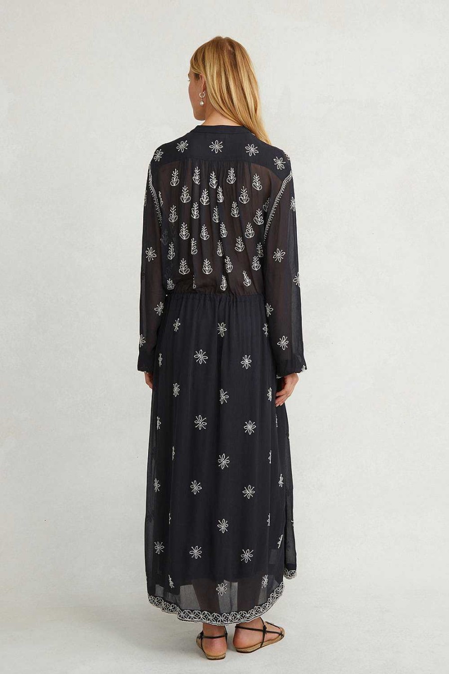 Ready To Wear Chan Luu | Singh Embroidered Dress Navy