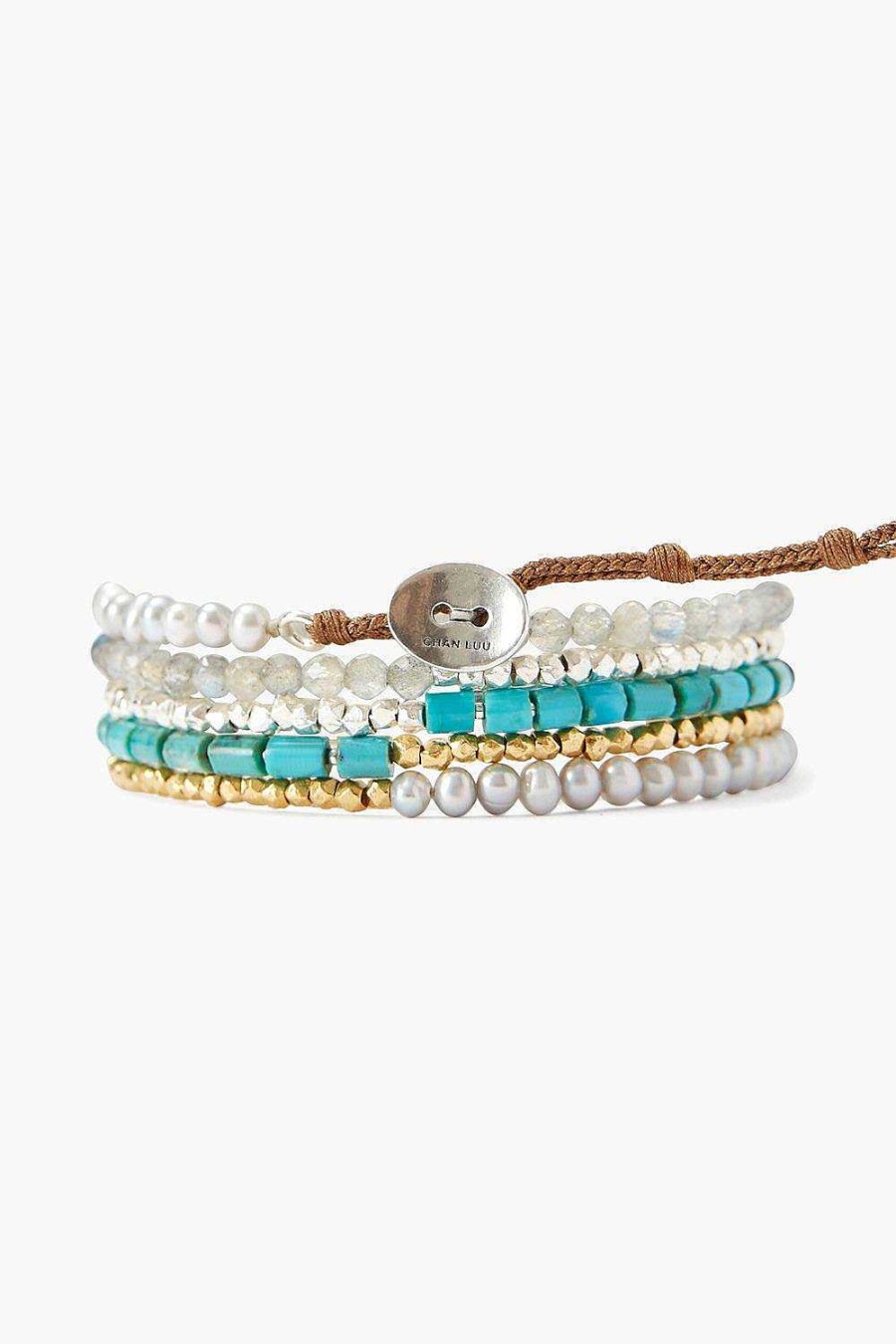 Jewelry Chan Luu | Turquoise And Metallic Mix Wrap Bracelet