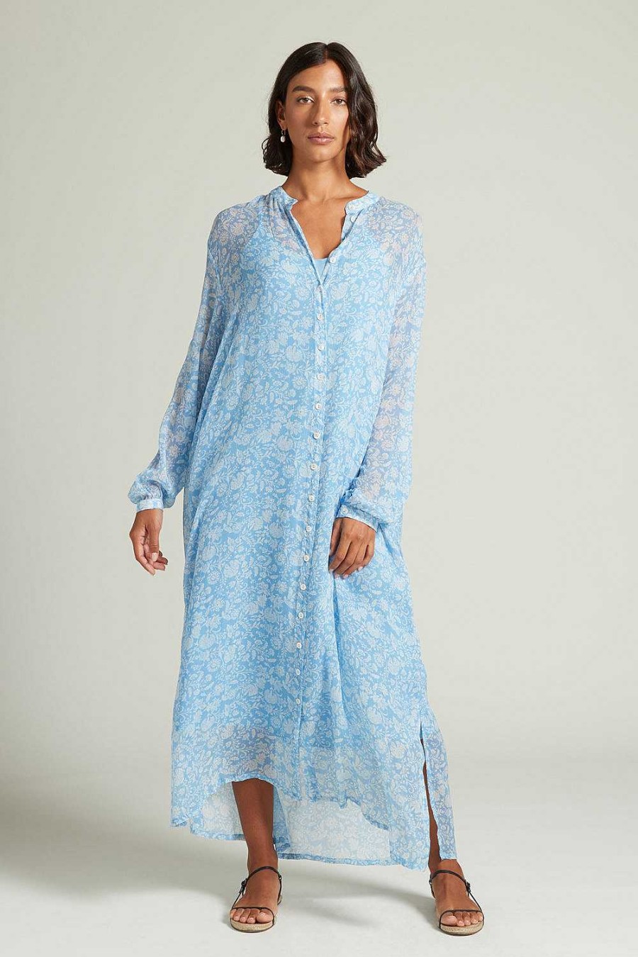 Ready To Wear Chan Luu | Eloise Floral Dress Baby Blue