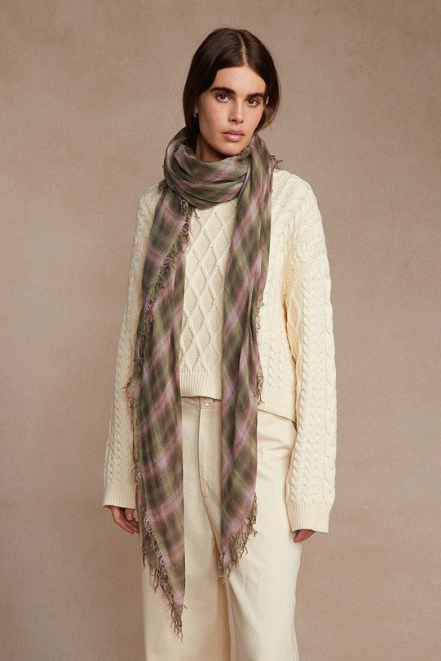 Accessory Chan Luu | Forest Plaid Cashmere And Silk Scarf