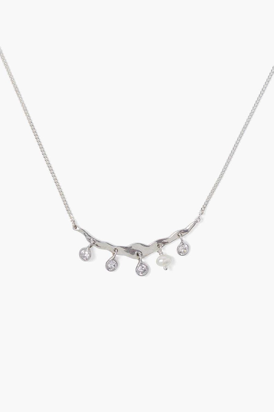 Jewelry Chan Luu | Crystal Crescent Necklace Silver