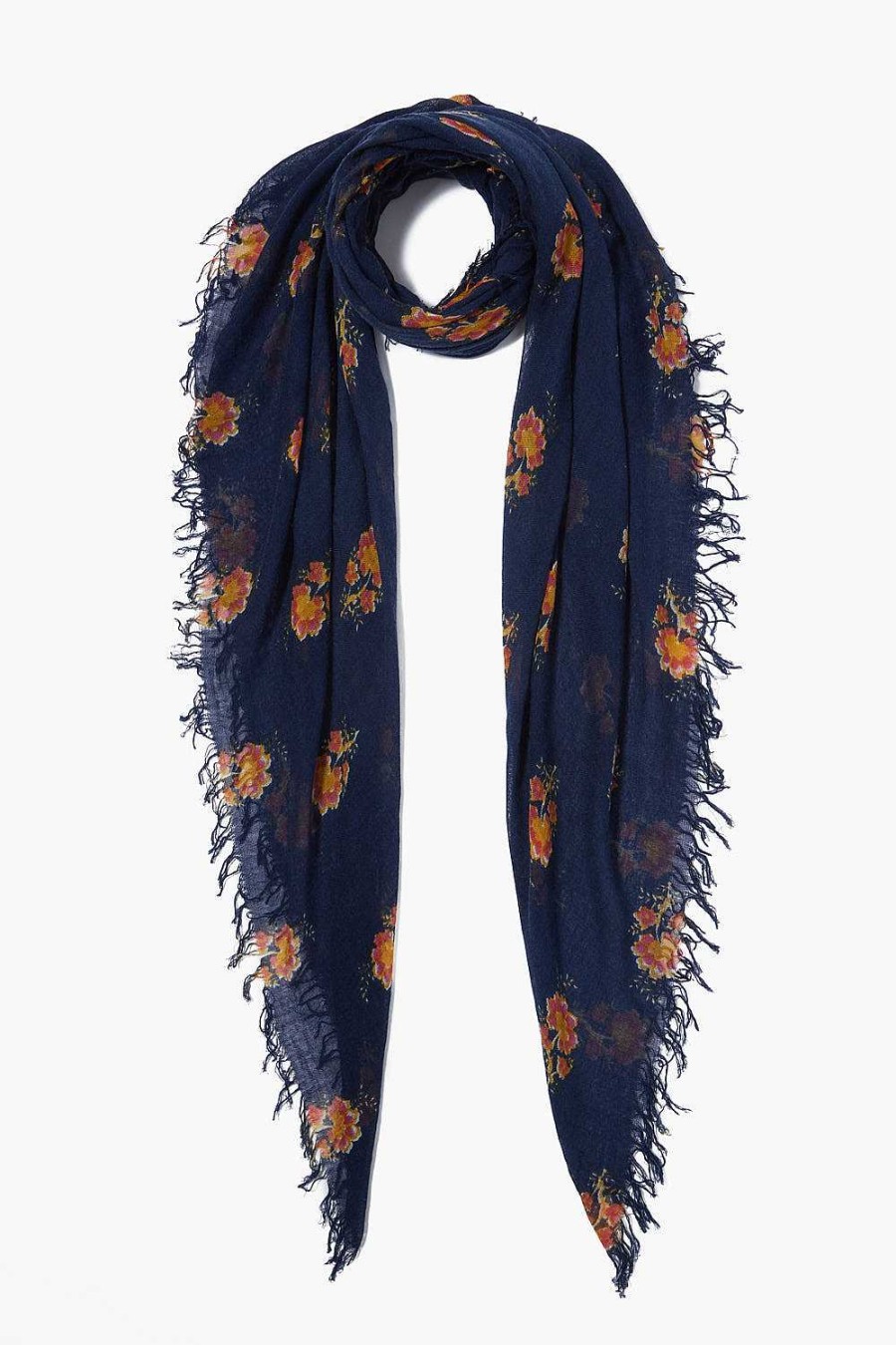 Accessory Chan Luu | Pageant Blue Hibiscus Floral Cashmere And Silk Scarf