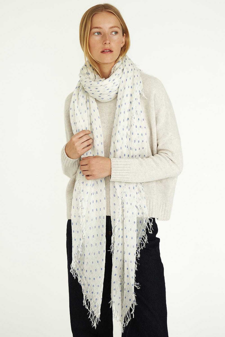 Accessory Chan Luu | Wedgewood Dot Cashmere And Silk Scarf