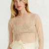 Ready To Wear Chan Luu | Luca Crinkle Mesh Blouse Cloud Cream