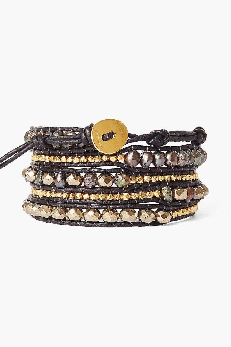 Jewelry Chan Luu | Pyrite Mix And Pearl Wrap Bracelet