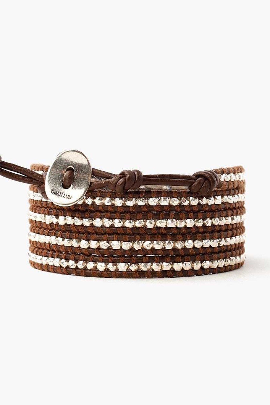 Jewelry Chan Luu | Sterling Silver Wrap Bracelet On Brown Leather