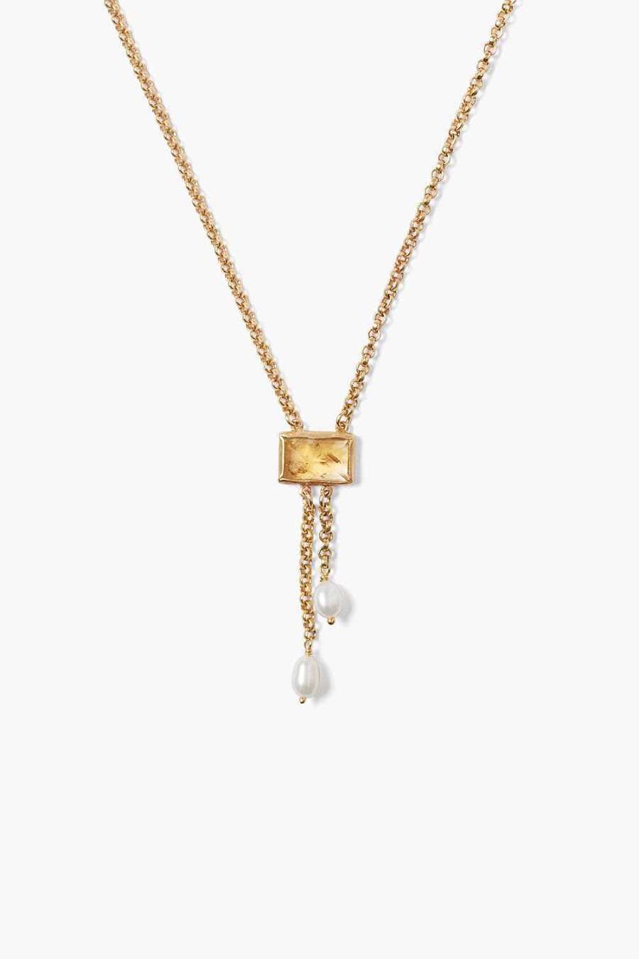 Jewelry Chan Luu | Tab Pearl Drop Necklace Citrine