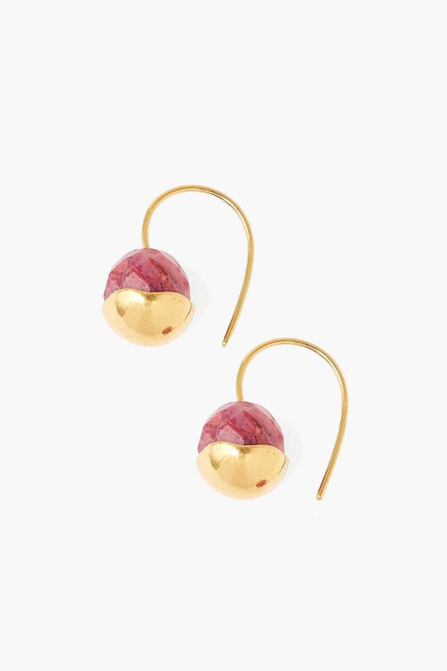 Jewelry Chan Luu | Gold Dipped Fuchsia Agate Earrings