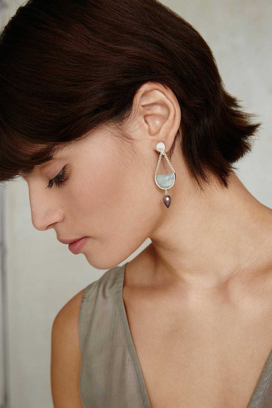 Jewelry Chan Luu | Luna Teardrop Earrings Aquamarine Mix