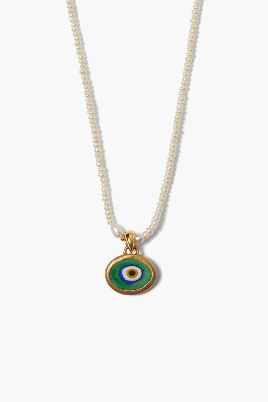 Jewelry Chan Luu | Mya Evil Eye Necklace White Pearl